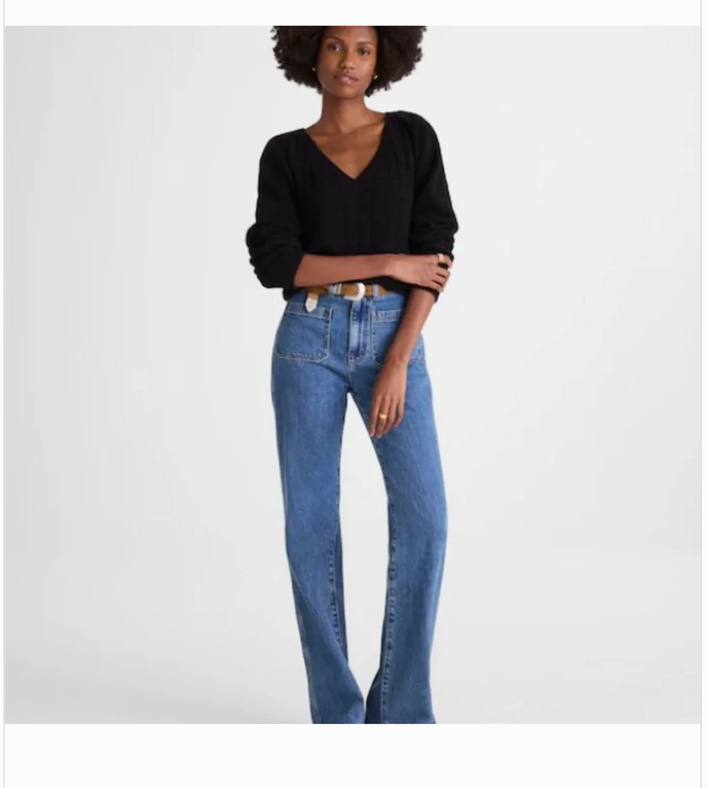 Madewell V-Neck Pullover Sweater Merino Wool M Black Nwt Ny444 Cable Knit Prep